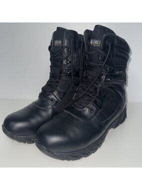 Tactical Performance Mens Leather Combat Boots Black Goth Grunge Cyberpunk 10